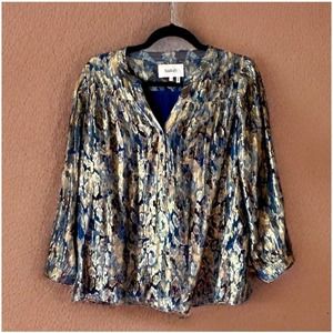 B&SH Blue and Gold Shimmer Blouse
